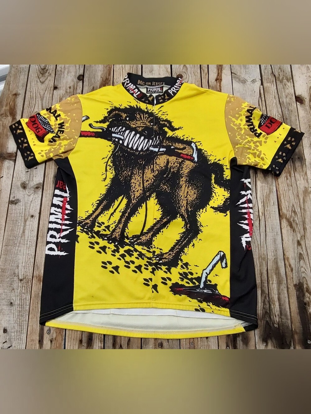 vintage Primal Wear "Dog on Jersey" cycling jersey  men's Size Medium